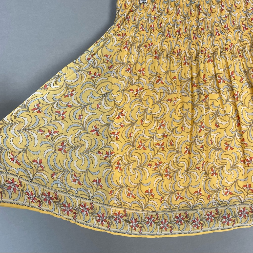 Max Studio Skirt Yellow Floral Chiffon Smocked Shirred Spring‎ Flirty Lined Gray - Picture 8 of 13
